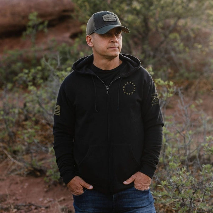 Betsy Rifle Flag Full-Zip Hoodie - Black