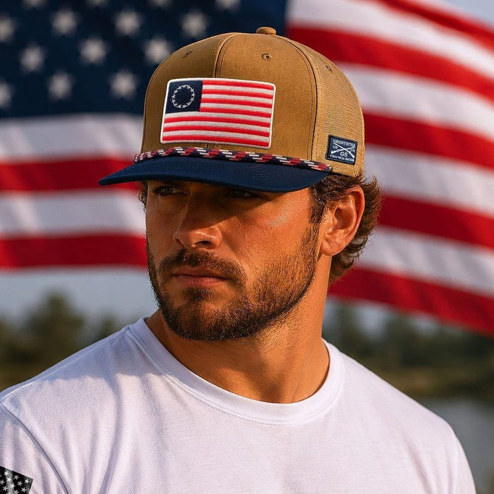 Betsy Rifle Flag Rope Mesh Hat - Coyote