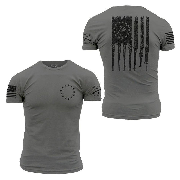 Betsy Rifle Flag Patriotic T-Shirt for Men | Grunt Style