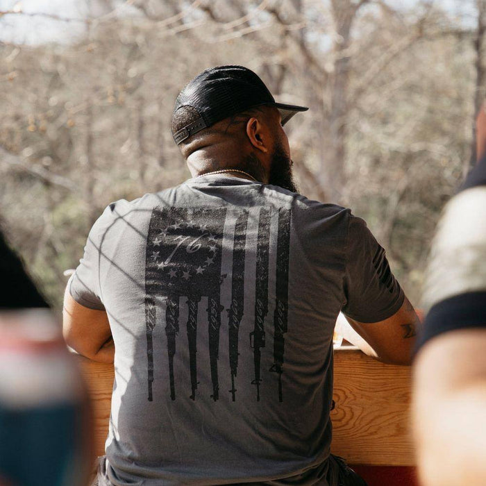 Betsy Rifle Flag Patriotic Tee for Men | Grunt Style
