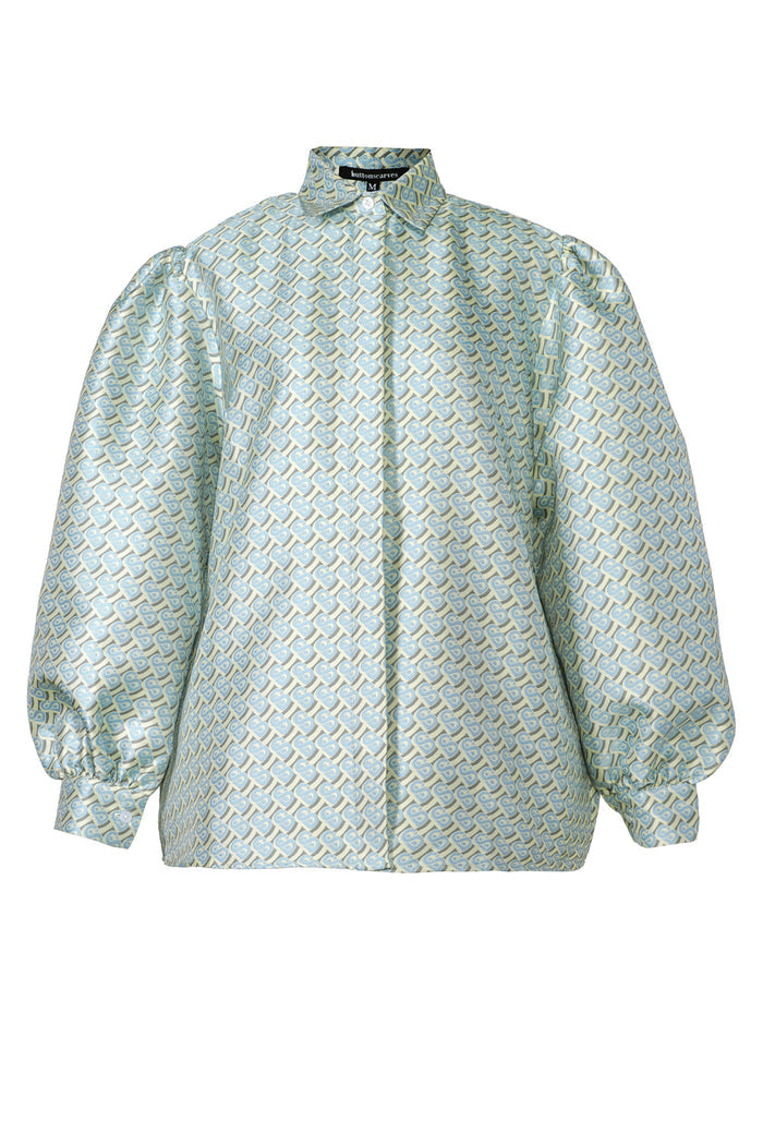 Bimu Jacquard Puffy Shirt - Blue