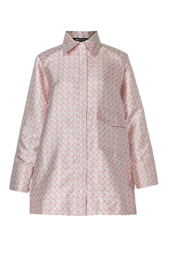Bimu Jacquard Shirt with Pocket - Pink