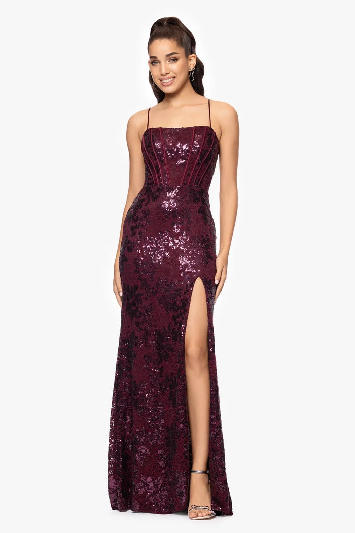 Blondie Nites "Annie" Sequin Lace Dress 5247BN