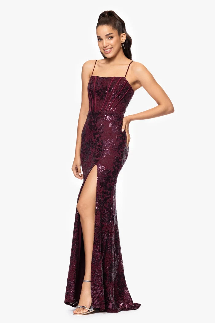 Blondie Nites "Annie" Sequin Lace Dress 5247BN