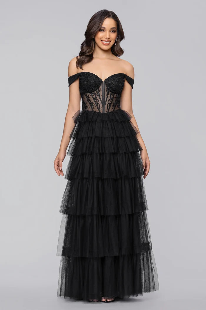 Blondie Nites "Charlotte" Mesh Ruffle Dress 5390BN