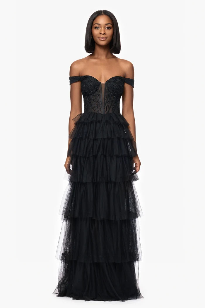 Blondie Nites "Charlotte" Mesh Ruffle Dress 5390BN