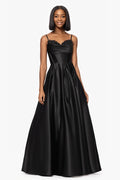 Blondie Nites "Felicity" Satin Drape Neck Dress 5453BN