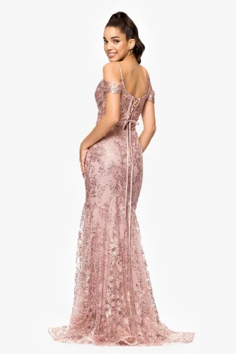 Blondie Nites "Kaylee" Glitter Off-Shoulder Dress 5322BN