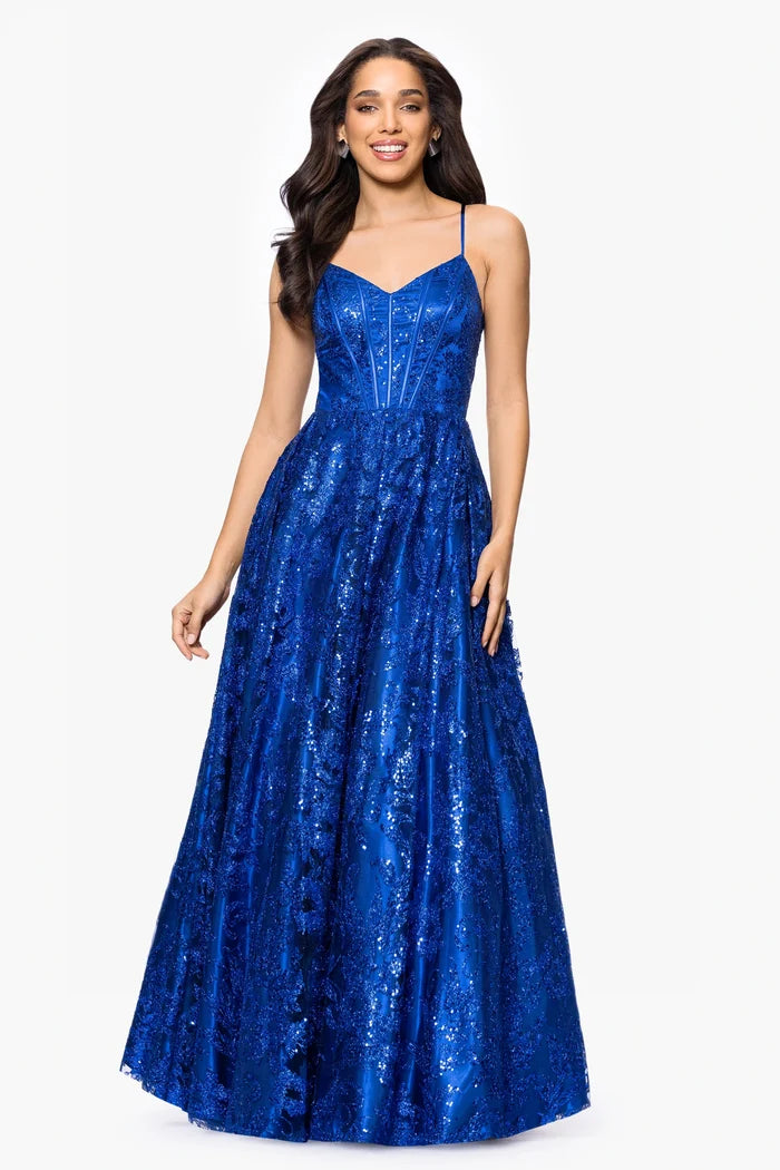Blondie Nites "Kelly" Glitter Sweetheart Dress 5501BN