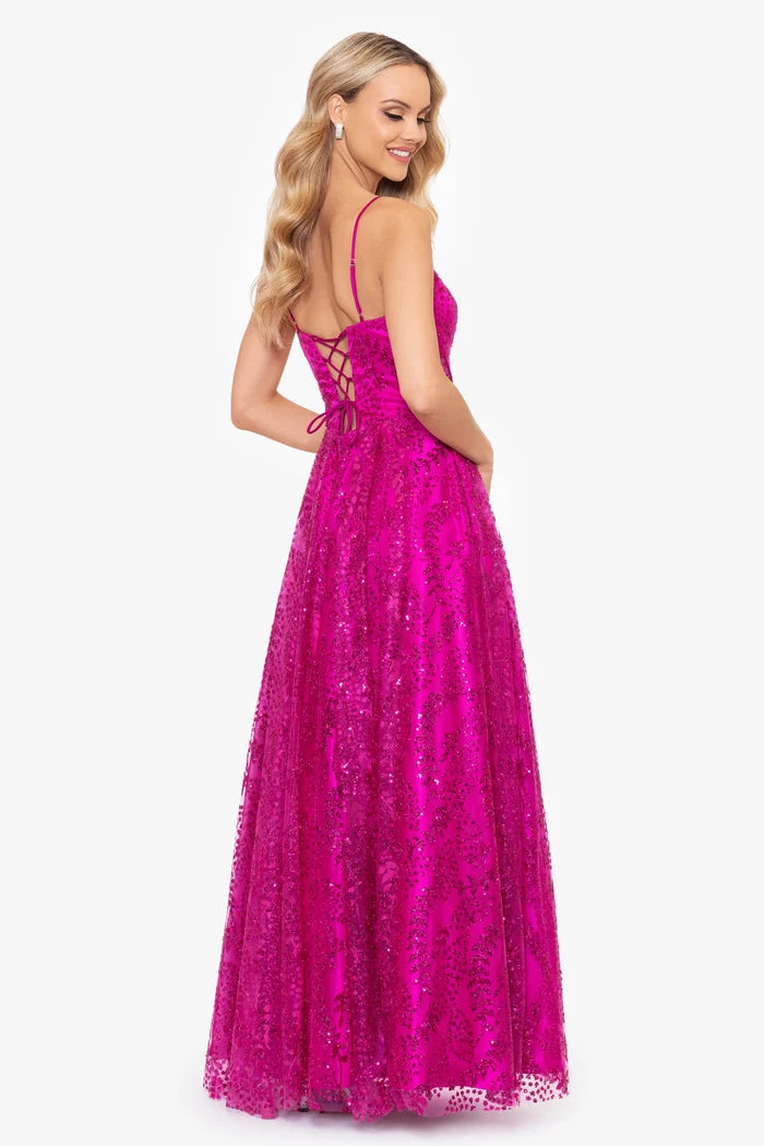 Blondie Nites "Lizzy" Glitter Mesh Dress 4534BN