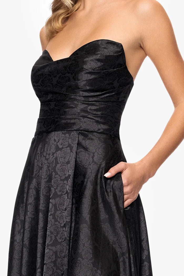 Blondie Nites "Raquel" Strapless Jacquard Dress 5301BN