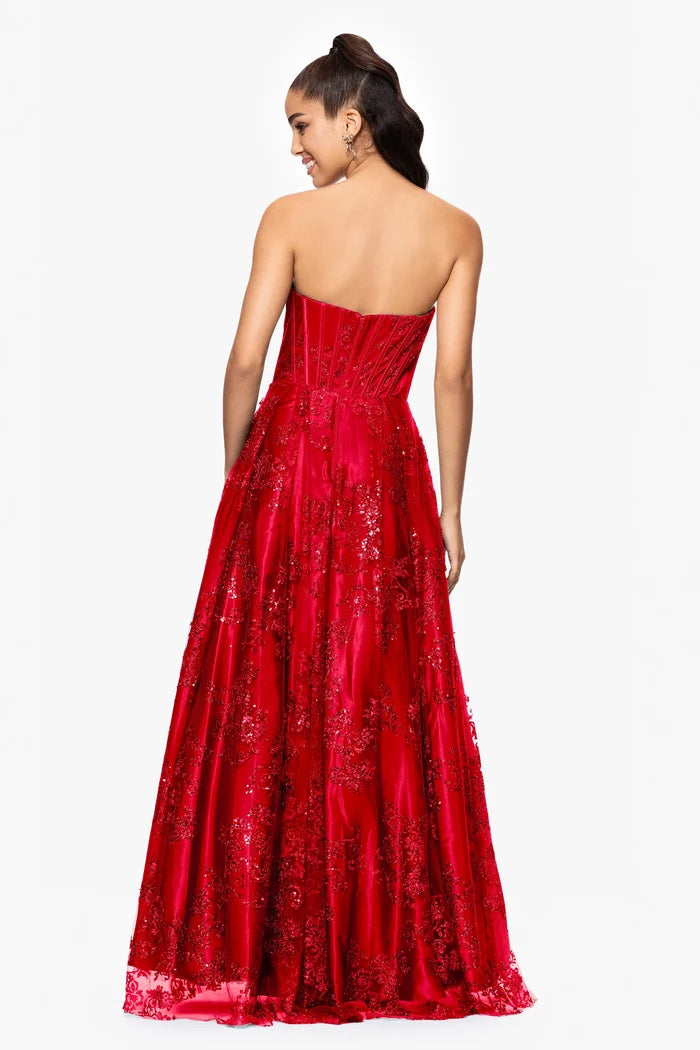 Blondie Nites "Tori" Strapless Glitter Dress 4792BN