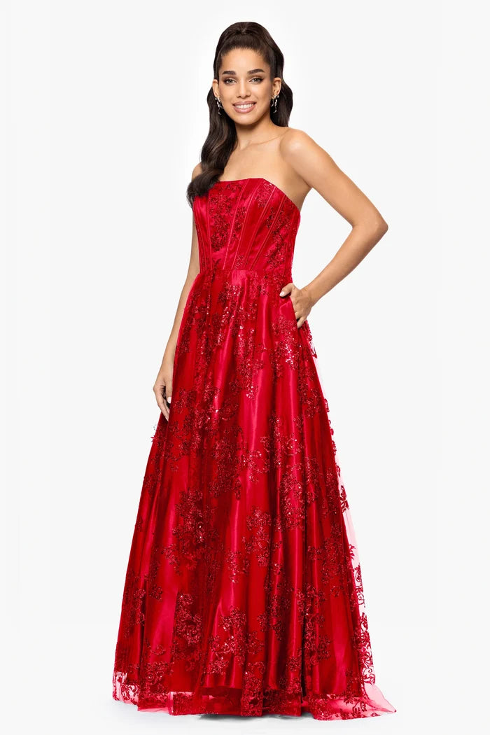 Blondie Nites "Tori" Strapless Glitter Dress 4792BN