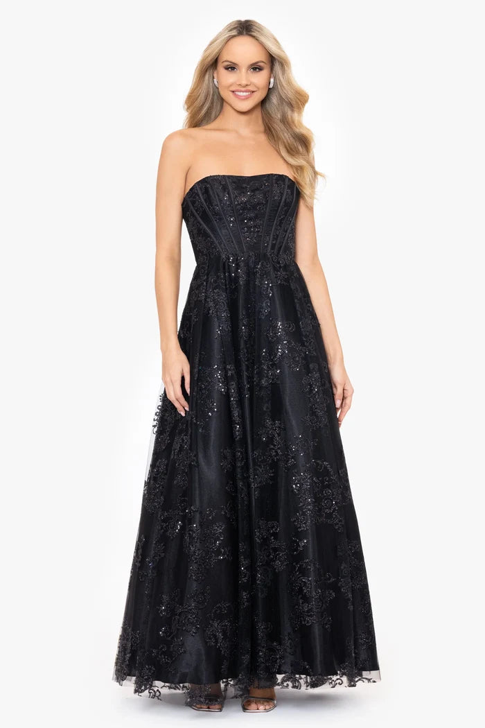 Blondie Nites "Tori" Strapless Glitter Dress 4792BN
