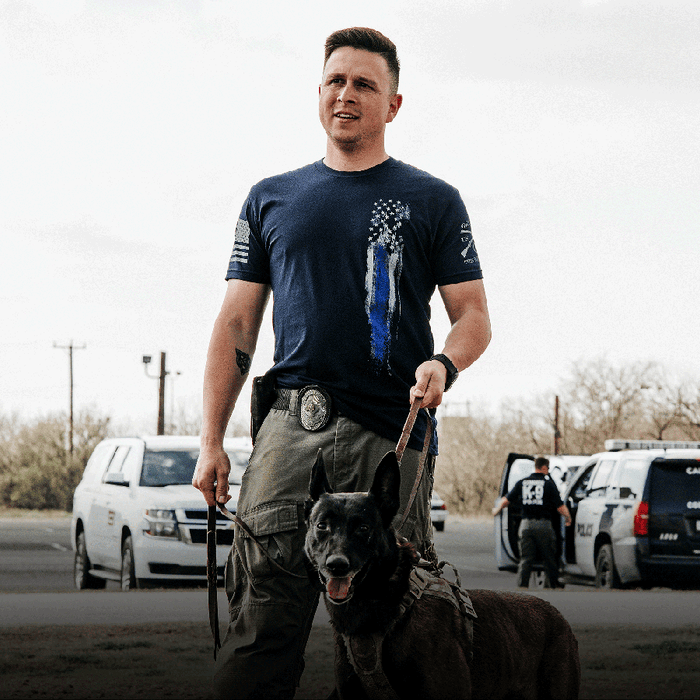 Flag Shirt Mens | Blue Line Flag Tee | Grunt Style