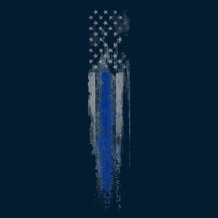 Thin blue line flag design on a dark background