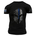 Grunt Style Blue Line Spartan T-Shirt - Black T-Shirt