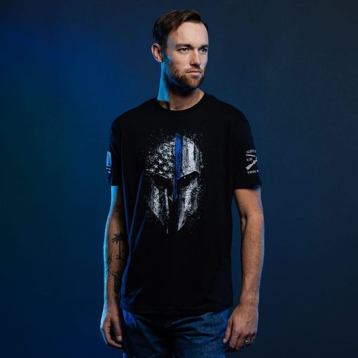 Grunt Style Blue Line Spartan T-Shirt - Black T-Shirt