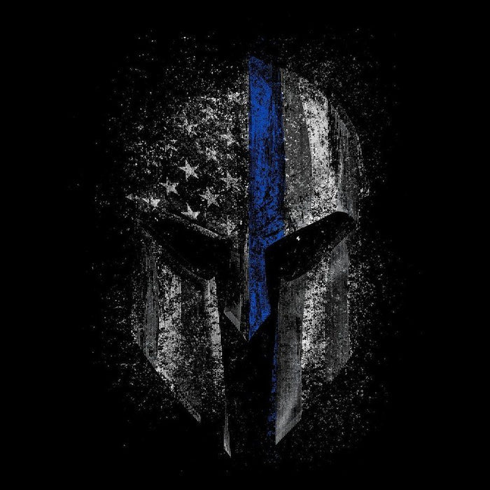 Grunt Style Blue Line Spartan T-Shirt - Black artwork