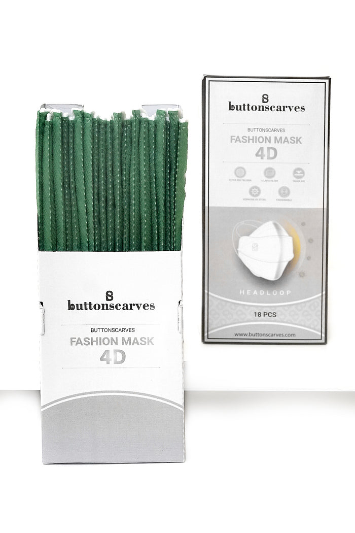 Buttonscarves Disposable Mask - Dark Green