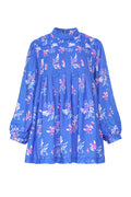 Buttonscarves X Jovian Paradiso Paula Pleated Blouse In Marina Blue