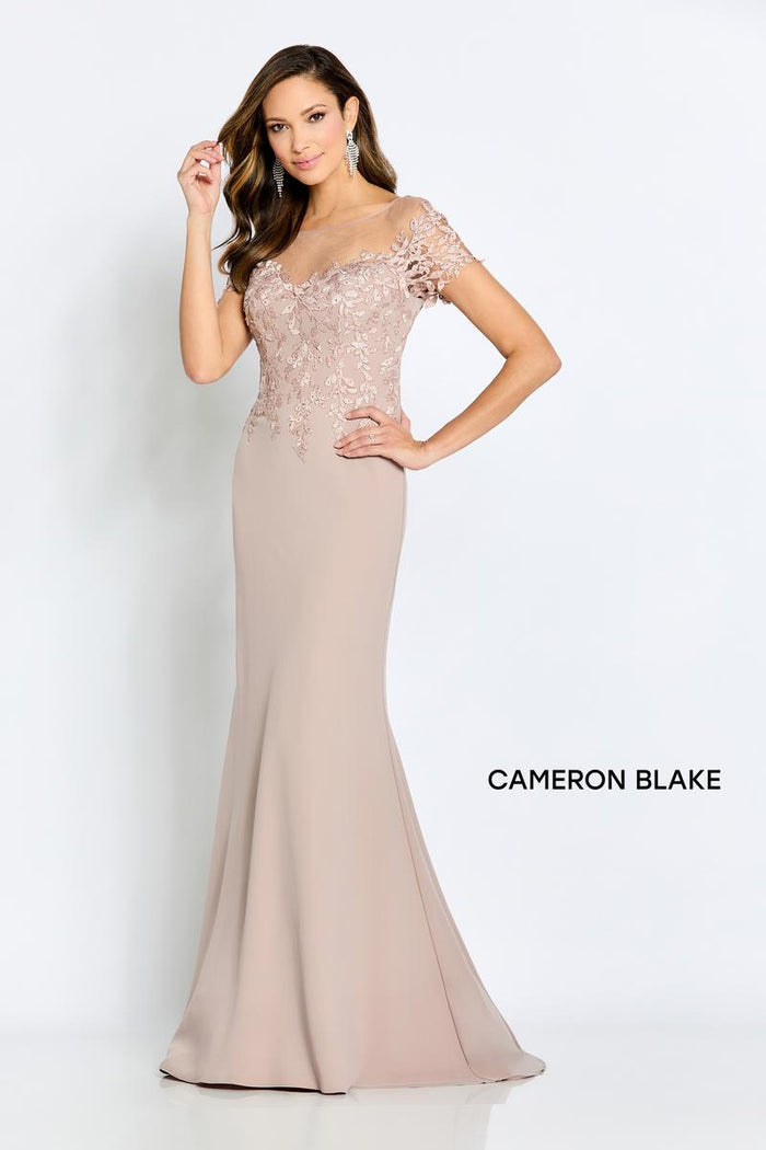 Cameron Blake Illusion Lace Evening Dress CB111