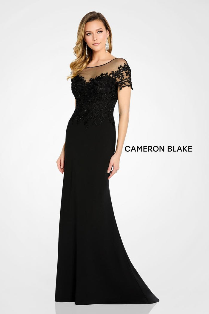 Cameron Blake Illusion Lace Evening Dress CB111