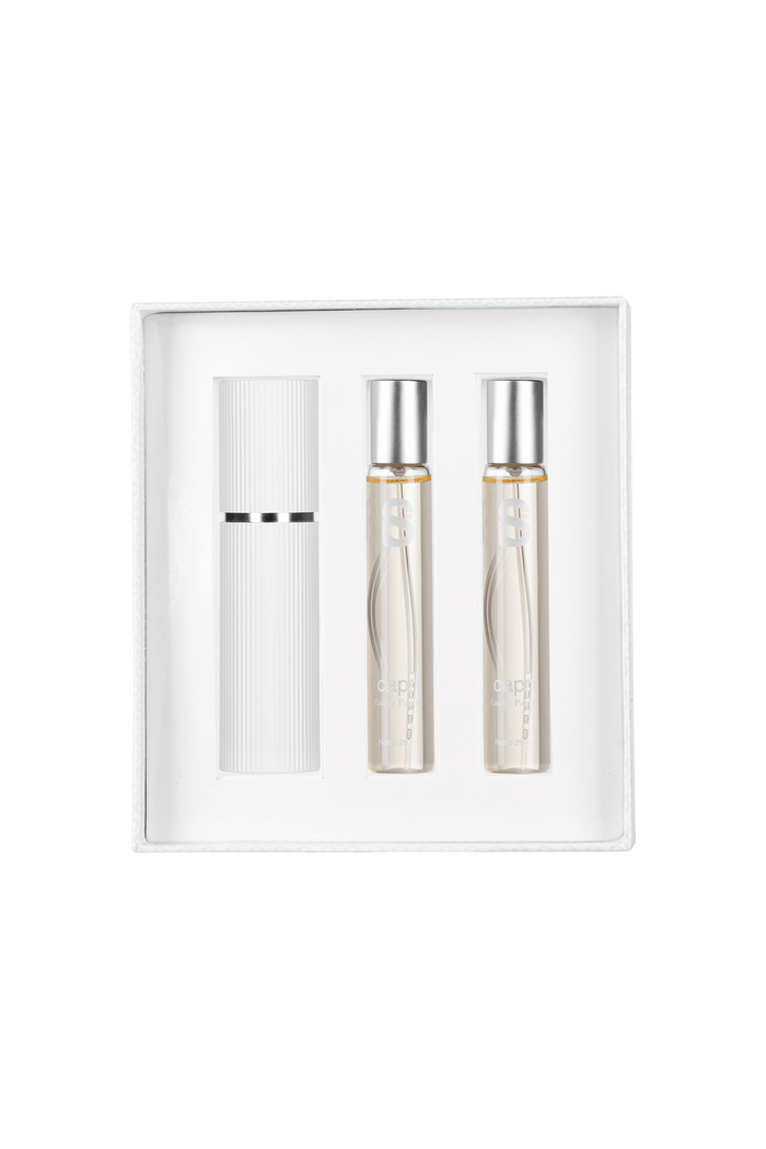 capri eau de parfum travel set by buttonscarves beauty set detail