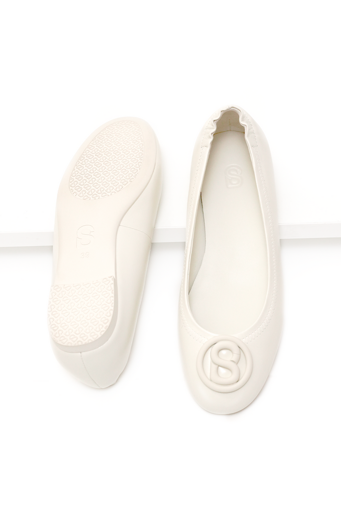 cera flat shoes in broken white by buttonscarves detail look