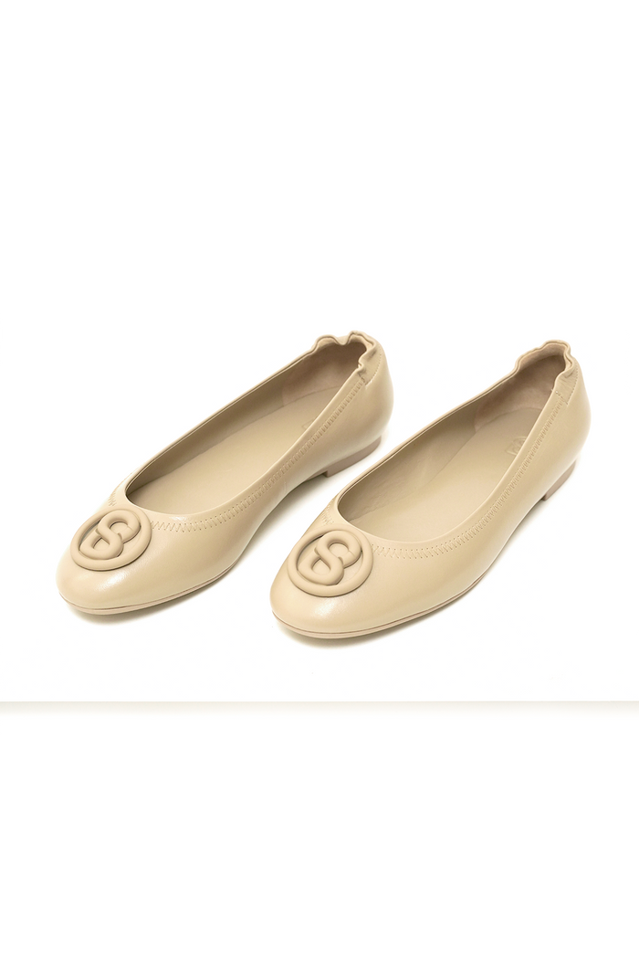 cera flat shoes in khaki by buttonscarves top view