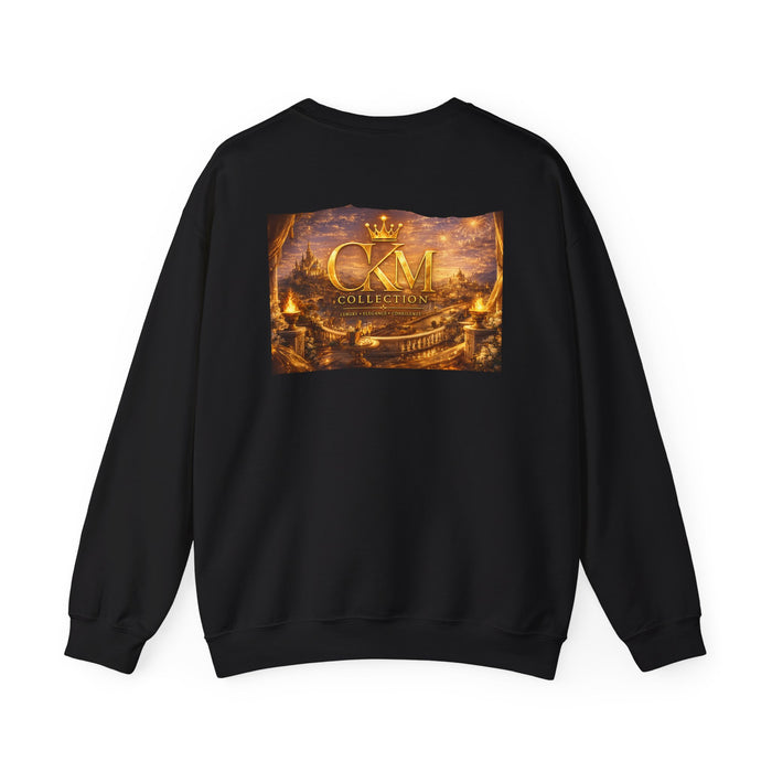 CKM Crown Crewneck Sweatshirt — Golden Regal Logo & Scenic Back print