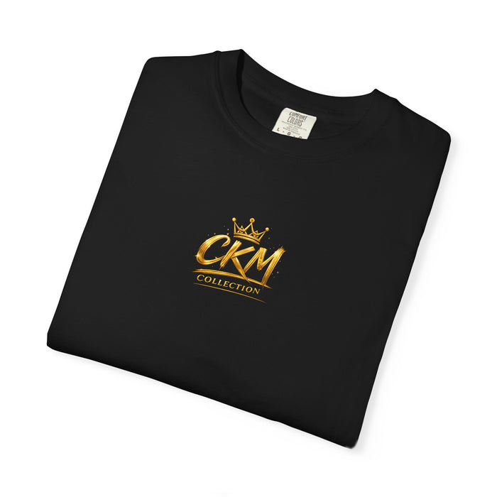 CKM Crown Graphic T‑Shirt — Golden Regal Logo & Scenic Back print