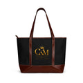 CKM Crown Monogram – Black & Brown Leather-Trim Handbag
