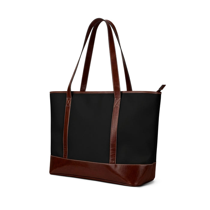 CKM Crown Monogram – Black & Brown Leather-Trim Handbag