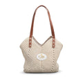 CKM Crown Monogram Woven Straw Shoulder Bag – with Leather Straps
