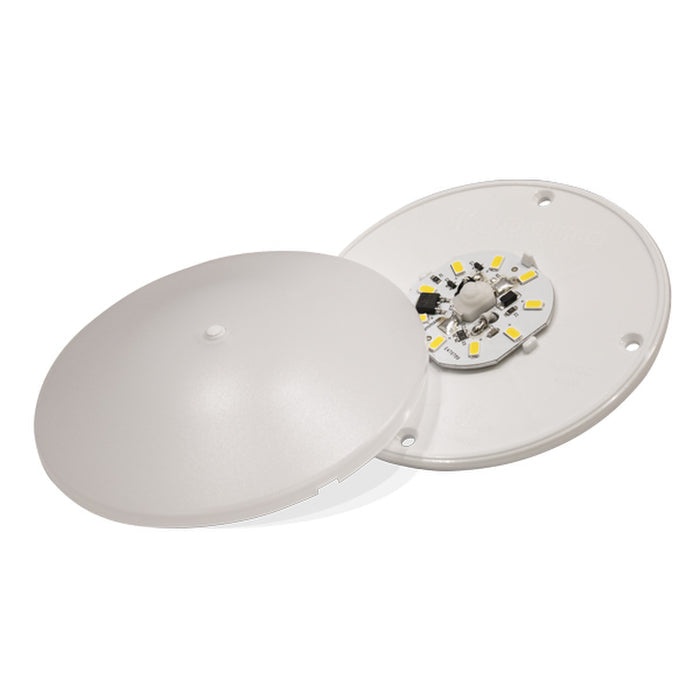 White Command Electronics LED Ceiling Light CMD-001-1051S - Open View Showing Circuit Board | United RV Parts