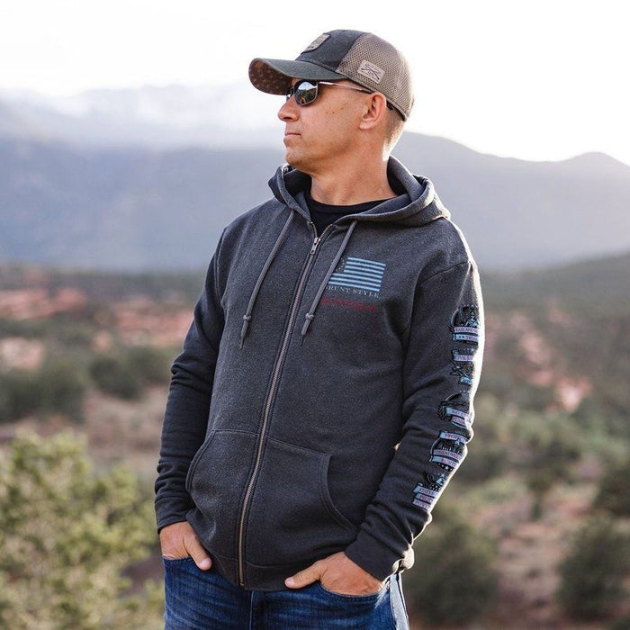 Constitution Patch Full-Zip Hoodie - Dark Heather Gray