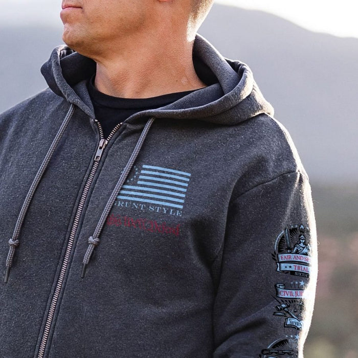 Constitution Patch Full-Zip Hoodie - Dark Heather Gray