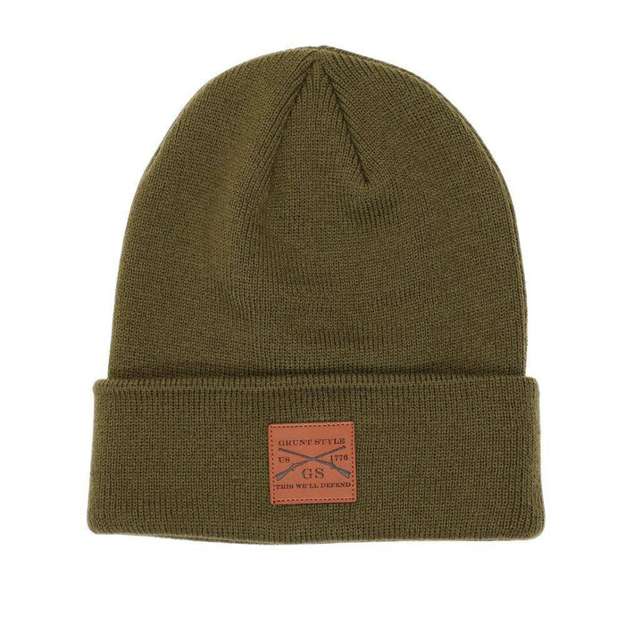 Cuffed Patriotic Green Beanie