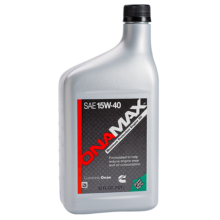 Silver OnaMax SAE 15W-40 Engine Oil 32oz Bottle - Front View | United RV Parts