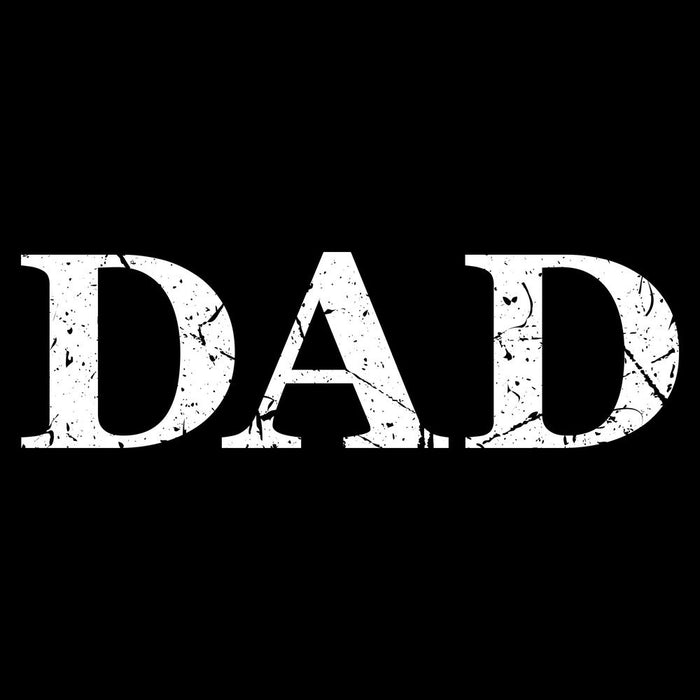 White 'DAD' text on a black background