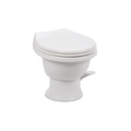 White Porcelain Dometic 411 Low Profile RV Toilet 9610008263 - Front Angle View | United RV Parts