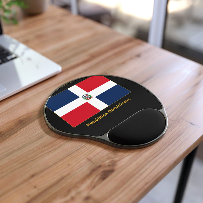 Dominican Republic Flag Mouse Pad with Wrist Rest – República Dominicana Ergonomic Desk Pad