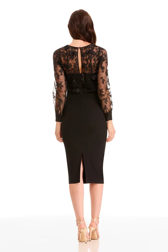 Dress The Population 3D Floral Midi Dress DDRH58
