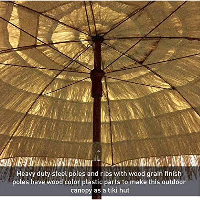 EasyGo - 9.5' Thatch Patio Tiki Umbrella – Tropical Palapa Raffia Tiki Hut Hawaiian Hula Beach Umbrella