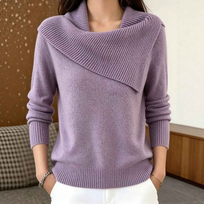 Elegant Ribbed Knit Pullover Sweater