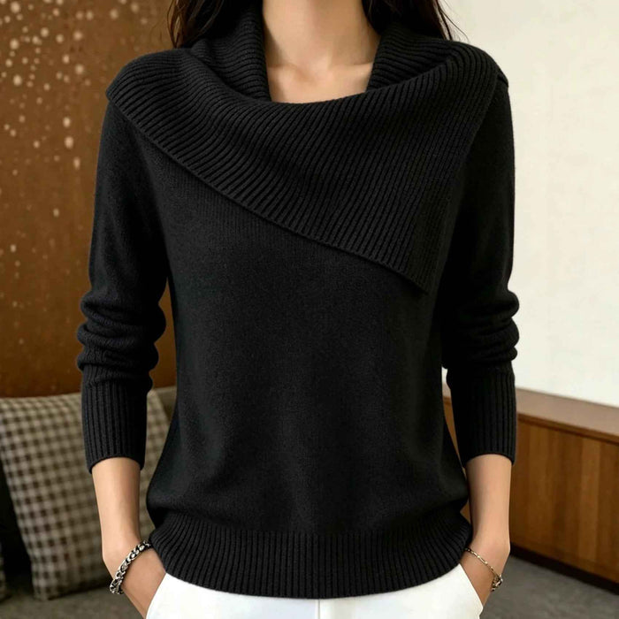 Elegant Ribbed Knit Pullover Sweater