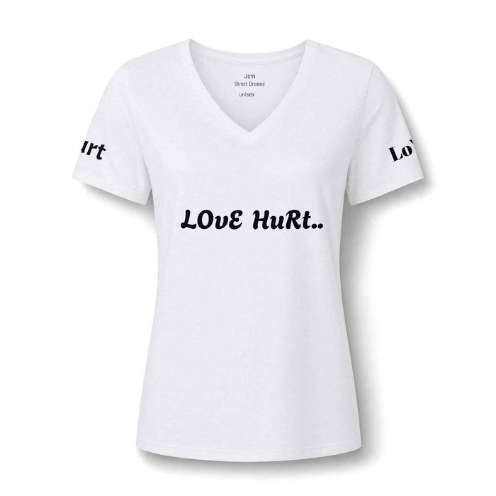 Love Hurt V-Neck Tee — Women's Casual Graphic Shirt - JSM-Street Dreams
