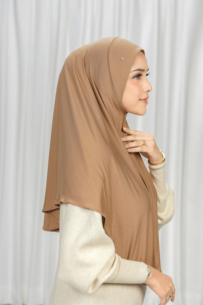 everyday jersey slip-on scarf in mocha by buttonscarves side view