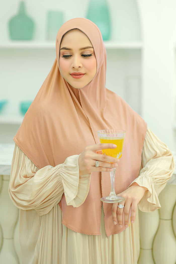 everyday jersey slip-on scarf in peach by buttonscarves